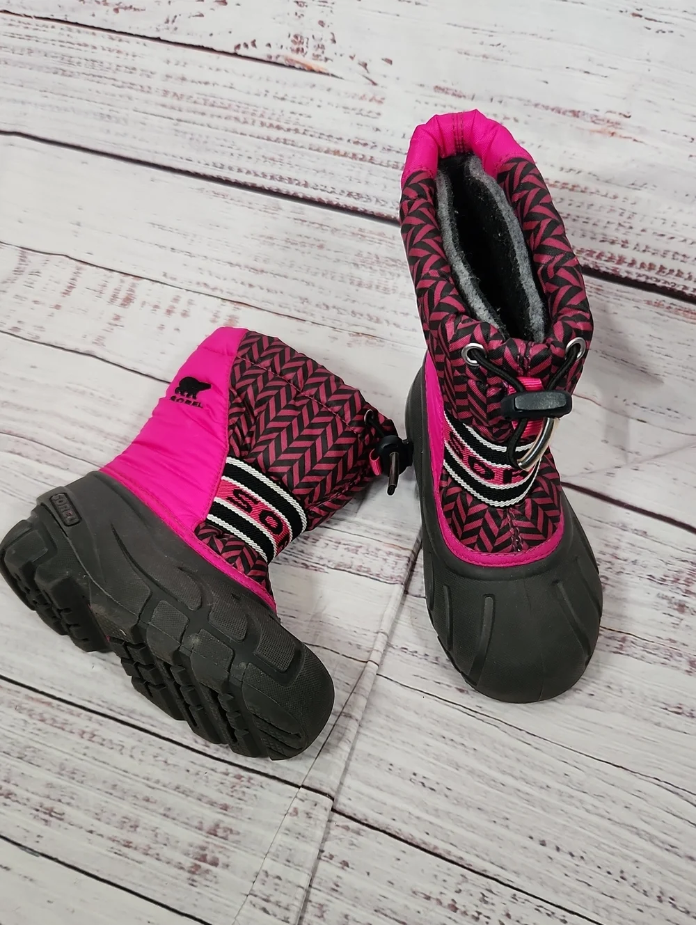 Sorel Kids Pink and Black Waterproof Snow Boots